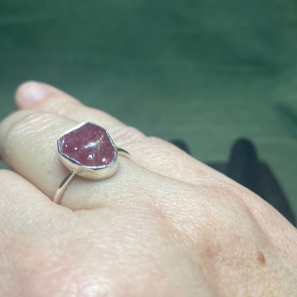 Solid Sterling Silver Raw Ruby Ring - image 4